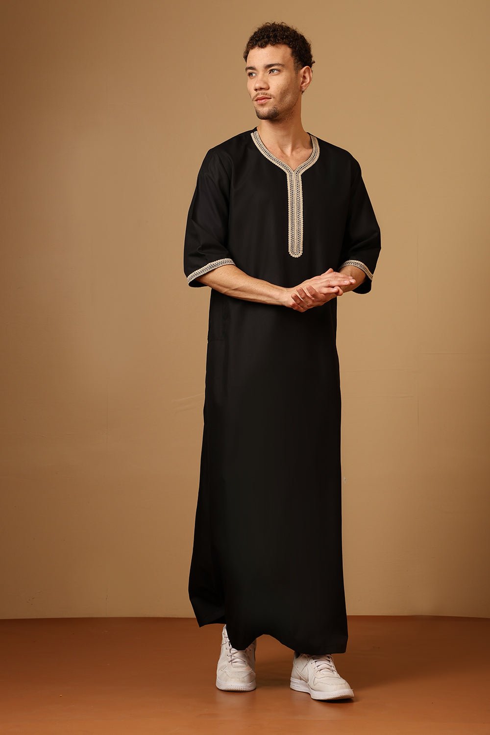 Poly cotton Royal Moroccan Embroidered Thobe - EastEssence.com