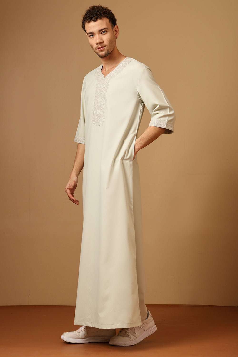 Poly cotton Royal Moroccan Embroidered Thobe - EastEssence.com