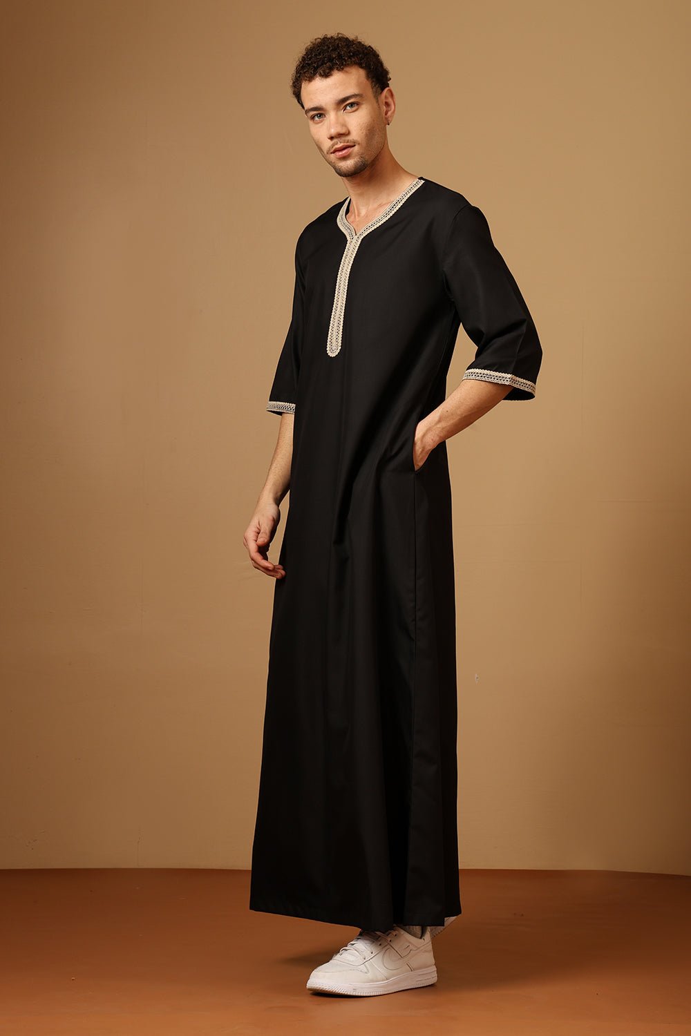 Poly cotton Royal Moroccan Embroidered Thobe - EastEssence.com