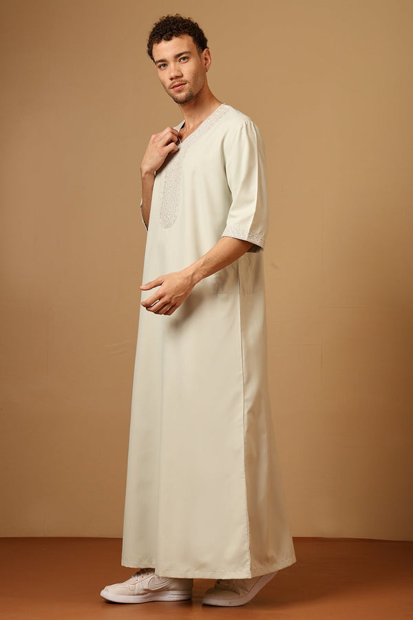 Poly cotton Royal Moroccan Embroidered Thobe - EastEssence.com