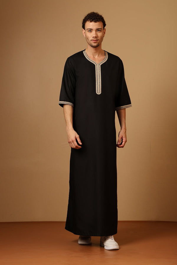 Poly cotton Royal Moroccan Embroidered Thobe - EastEssence.com