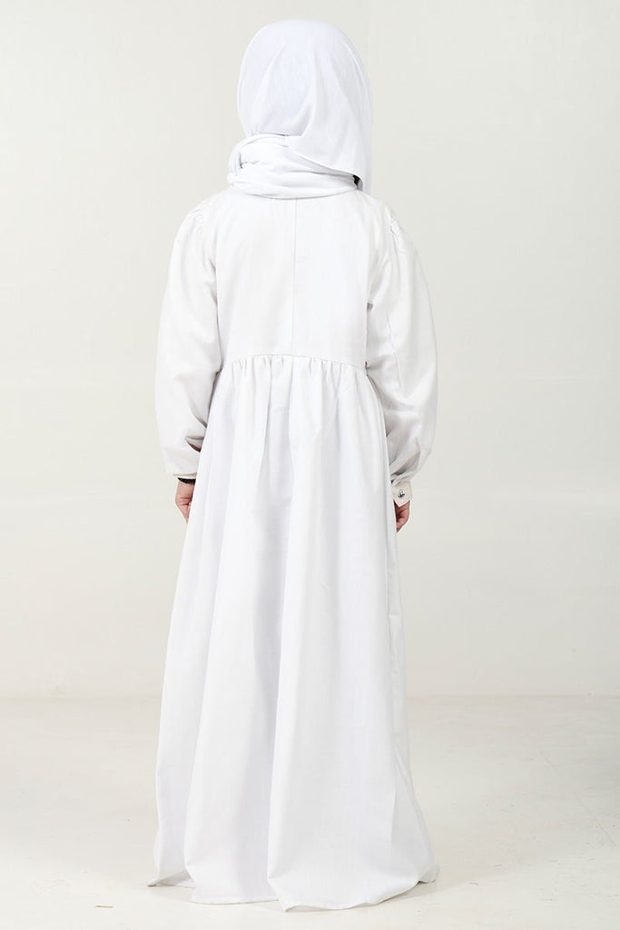 Polyester Poplin Abaya with Embroidered Yoke & Pleated Waist - EastEssence.com