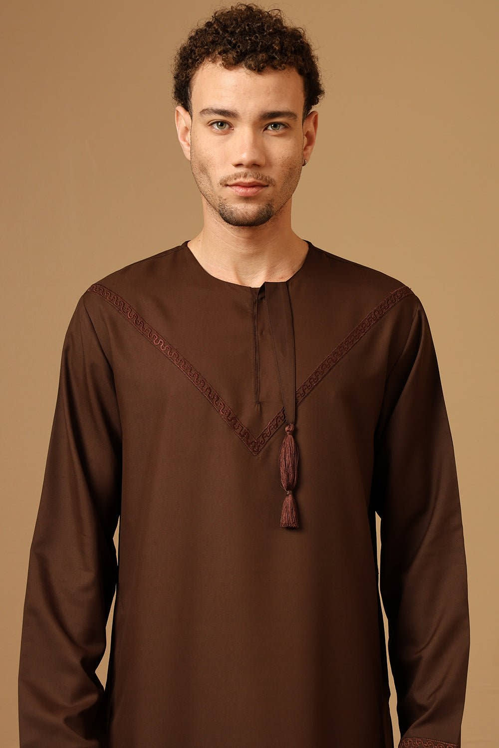 Polyester Poplin Emirati Thobe with Tassel Tie - Up - EastEssence.com