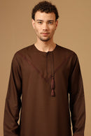 Polyester Poplin Emirati Thobe with Tassel Tie - Up - EastEssence.com