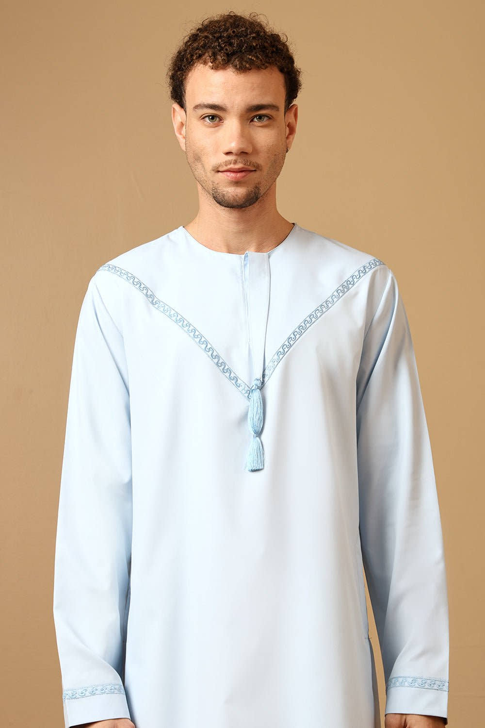 Polyester Poplin Emirati Thobe with Tassel Tie - Up - EastEssence.com