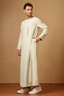 Polyester Poplin Emirati Thobe with Tassel Tie - Up - EastEssence.com