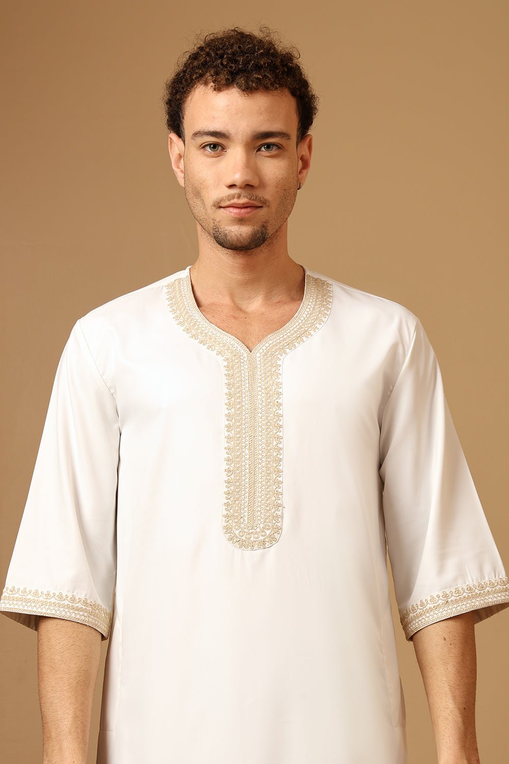 Poplin Royal Moroccan Embroidered Thobe - EastEssence.com