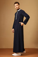 Premium Nida Thobe for Men with Slit Collar & Embroidered Chest - EastEssence.com