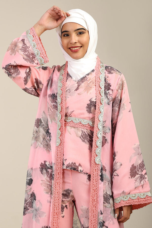 Printed Chiffon Full Sleeve Co - Ord Set - EastEssence.com