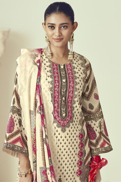 Printed Cotton A line Kurta Pant Set with Dupatta - EastEssence.com