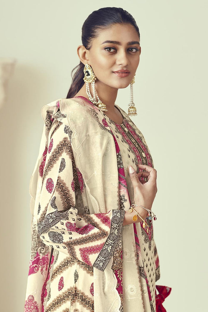 Printed Cotton A line Kurta Pant Set with Dupatta - EastEssence.com