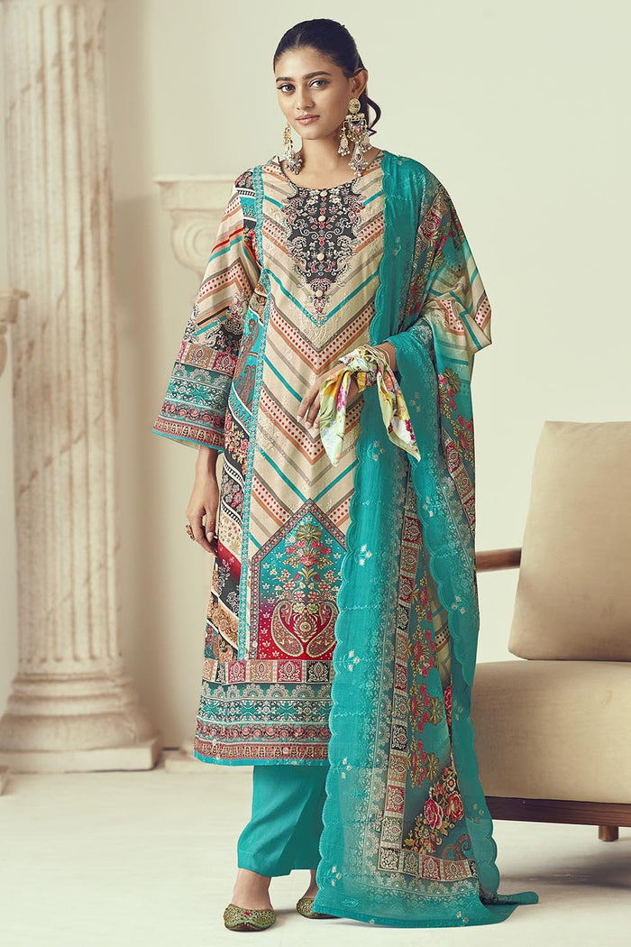 Printed Cotton Kurta Pant Set with Dupatta – Multicolor - EastEssence.com