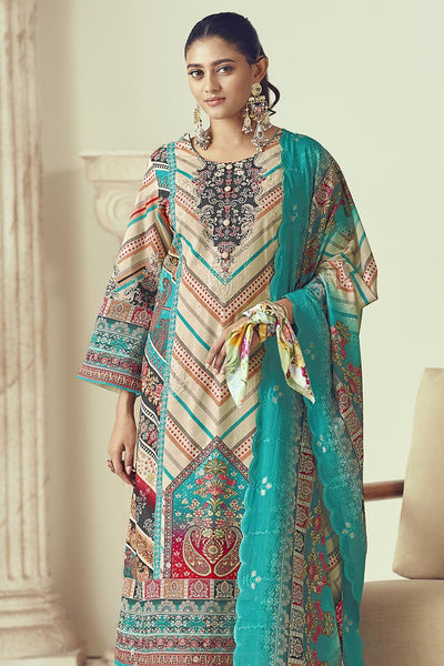 Printed Cotton Kurta Pant Set with Dupatta – Multicolor - EastEssence.com