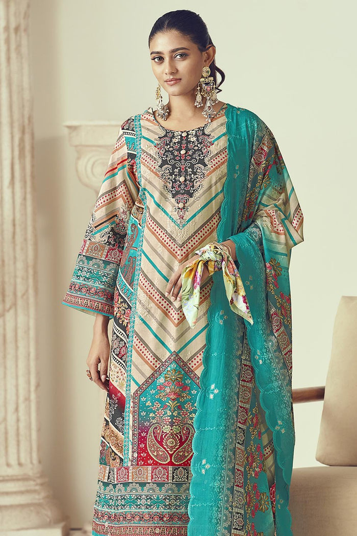 Printed Cotton Kurta Pant Set with Dupatta – Multicolor - EastEssence.com