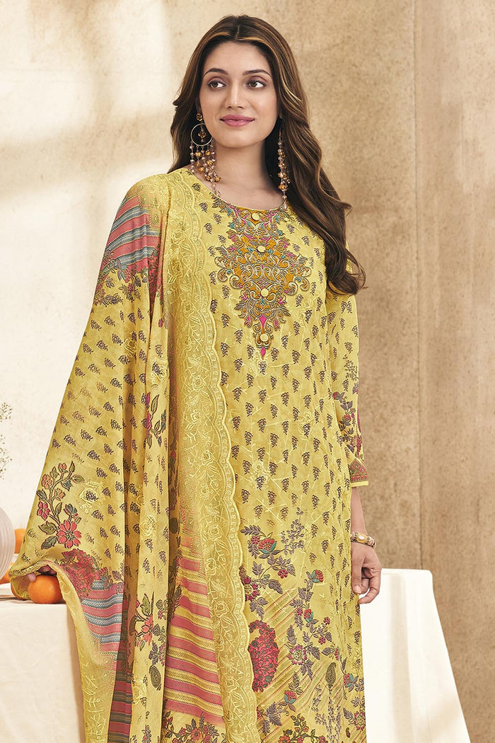 Printed Cotton Suit Set of Kameez pant and Dupatta - EastEssence.com