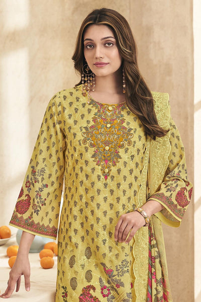 Printed Cotton Suit Set of Kameez pant and Dupatta - EastEssence.com