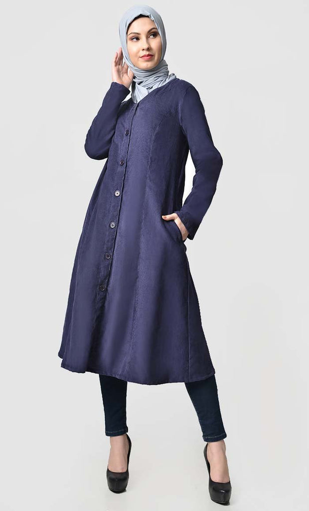 Purple Fall button down corduroy tunic - Final sale - EastEssence.com