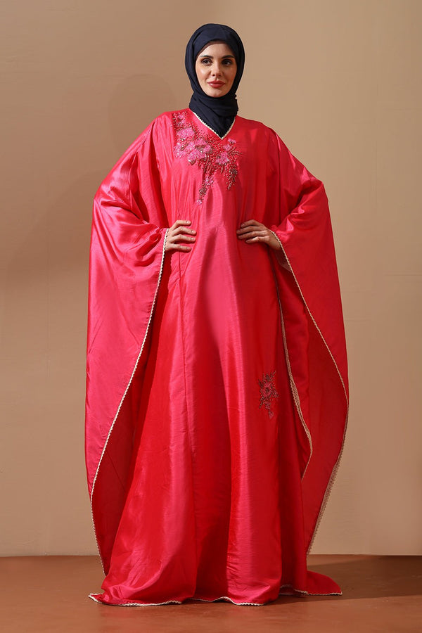 Radiant Rose Embellished Kaftan Abaya - EastEssence.com