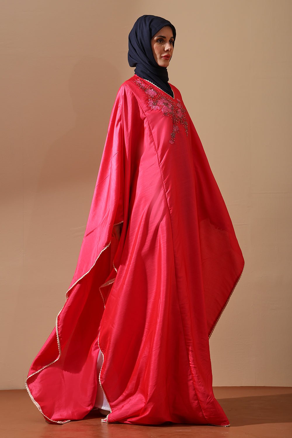 Radiant Rose Embellished Kaftan Abaya - EastEssence.com