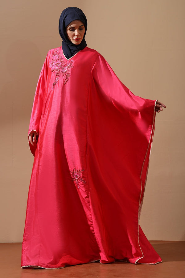 Radiant Rose Embellished Kaftan Abaya - EastEssence.com