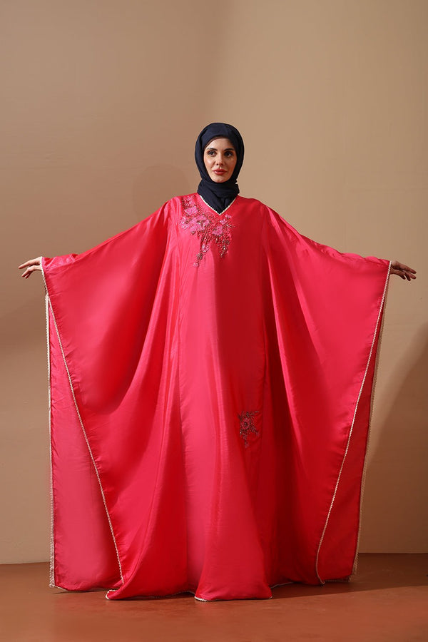 Radiant Rose Embellished Kaftan Abaya - EastEssence.com