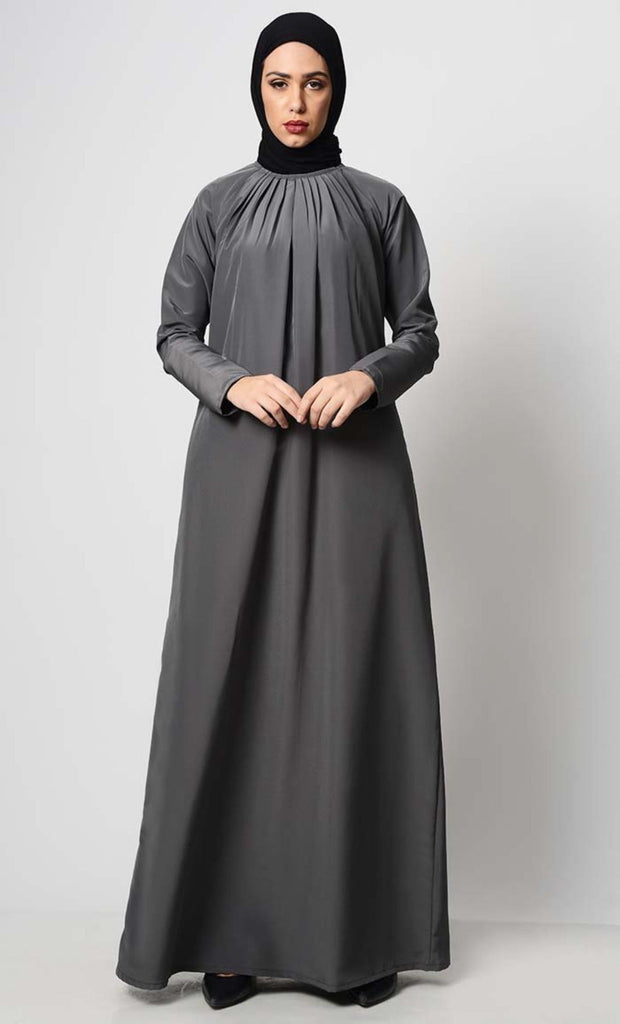 Raglan Style Neck Pleated Abaya - Final Sale - EastEssence.com