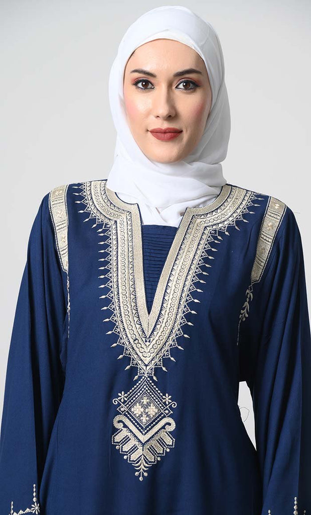 Rayon Abaya – Fine Thread Embroidery, Bell Sleeves, Dual Pockets - EastEssence.com