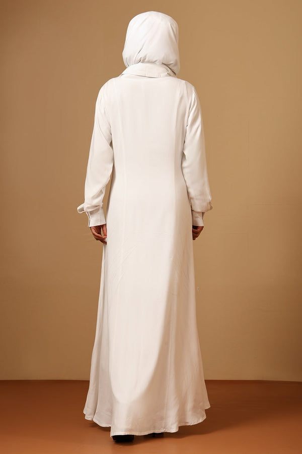 Rayon Button - Down Abaya with Mirror Embroidery - EastEssence.com