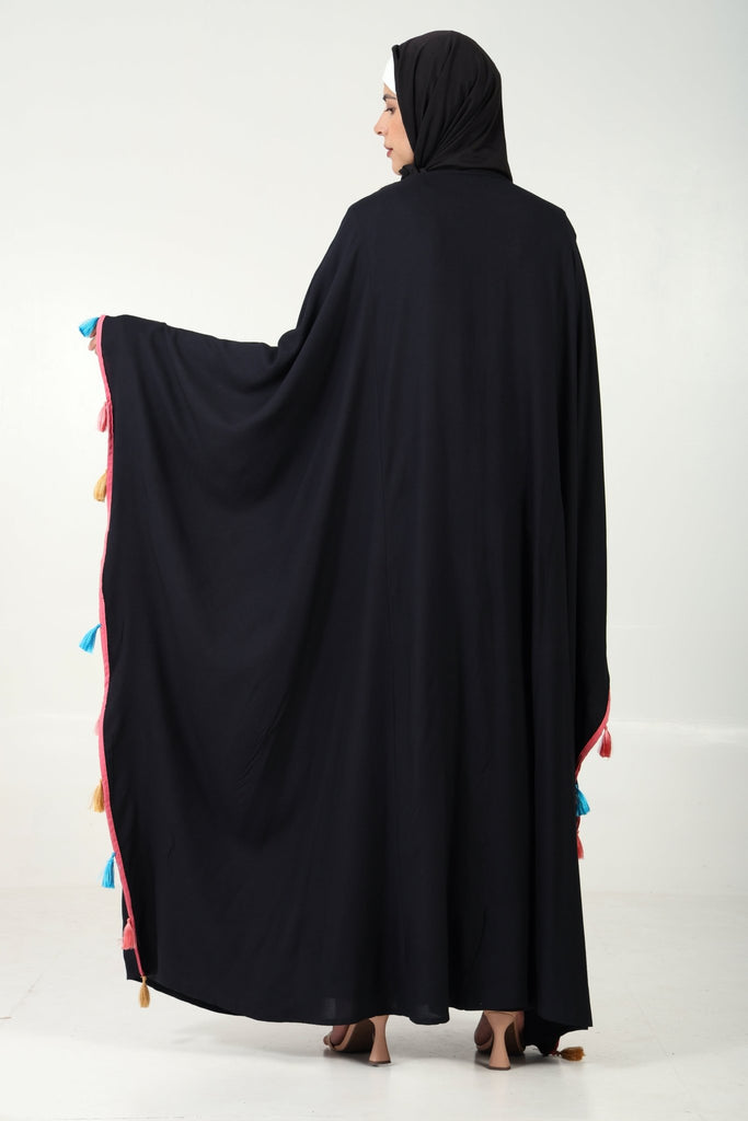 Rayon Kaftan Abaya Dress with Geometric Embroidery - EastEssence.com