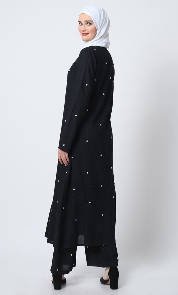 Rayon Kameez and Pant Set – Dot Embroidery, Front Button Open, Dual Pockets - EastEssence.com