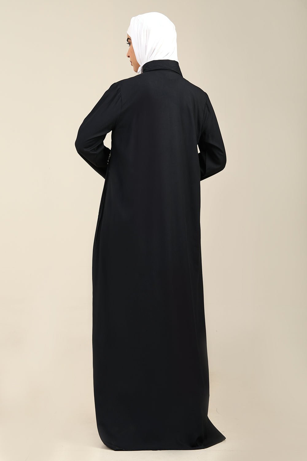 Rayon Lace Detailed Abaya with Shirt Collar - EastEssence.com