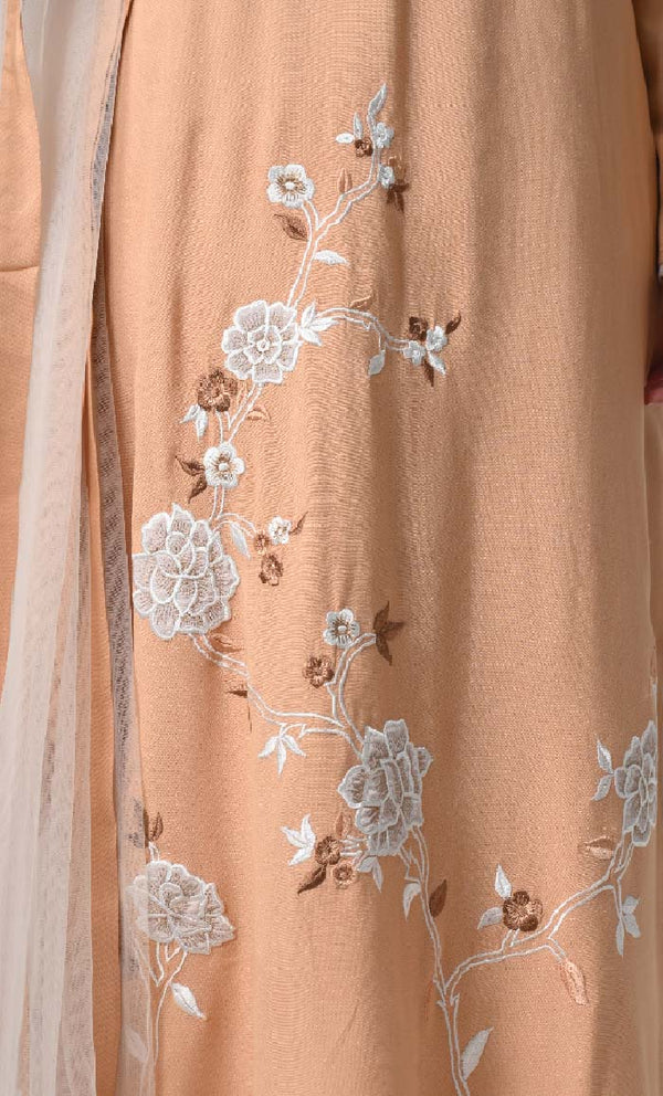 Rayon Salwar Kameez Set – Full Sleeves, Multicolor Embroidery, Net Dupatta - EastEssence.com