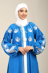 Rayon Shrug with Embroidered Inner & Lantern Sleeves - EastEssence.com