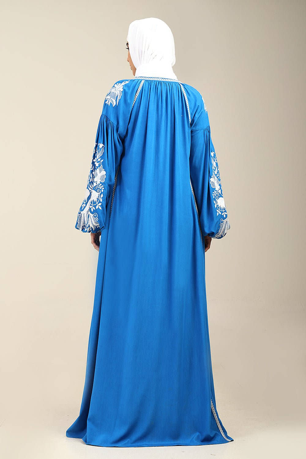 Rayon Shrug with Embroidered Inner & Lantern Sleeves - EastEssence.com