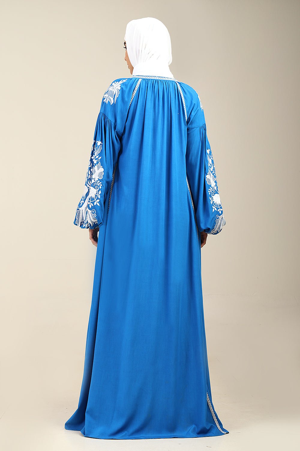 Rayon Shrug with Embroidered Inner & Lantern Sleeves - EastEssence.com