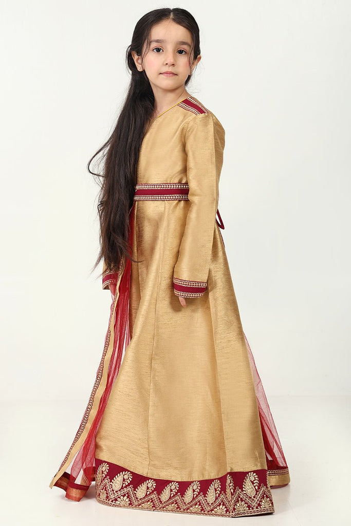 Regal Dupion Silk Anarkali Dress with Zari Embroidery - EastEssence.com