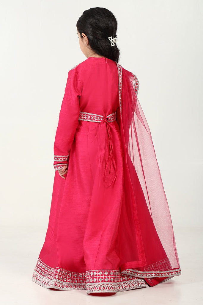 Regal Dupion Silk Anarkali Dress with Zari Embroidery - EastEssence.com