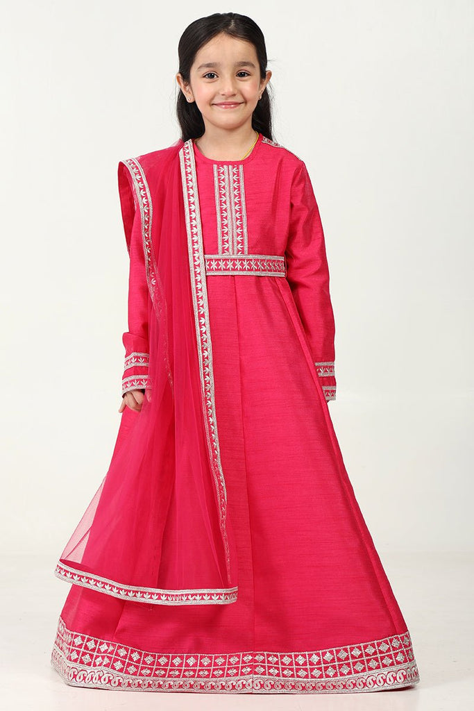 Regal Dupion Silk Anarkali Dress with Zari Embroidery - EastEssence.com