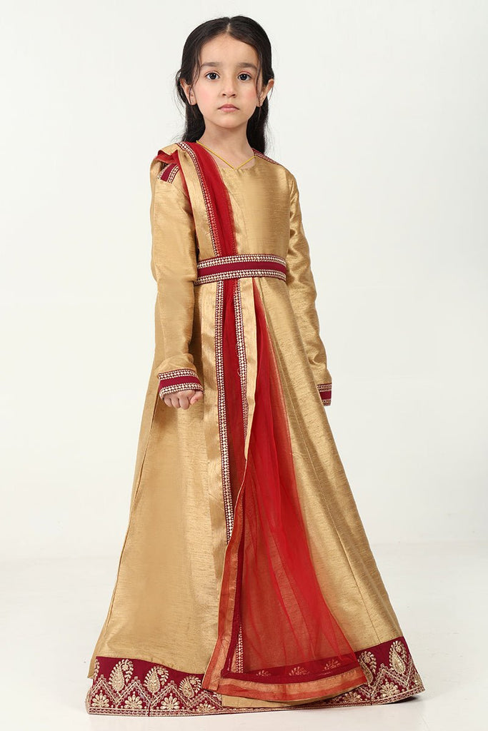 Regal Dupion Silk Anarkali Dress with Zari Embroidery - EastEssence.com