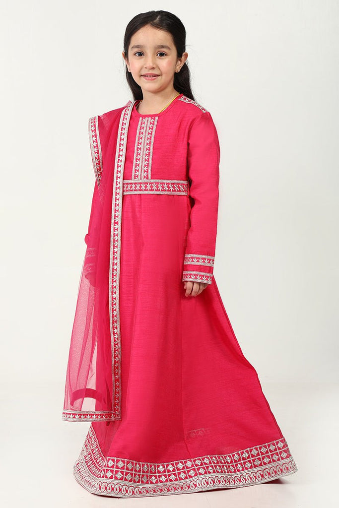 Regal Dupion Silk Anarkali Dress with Zari Embroidery - EastEssence.com