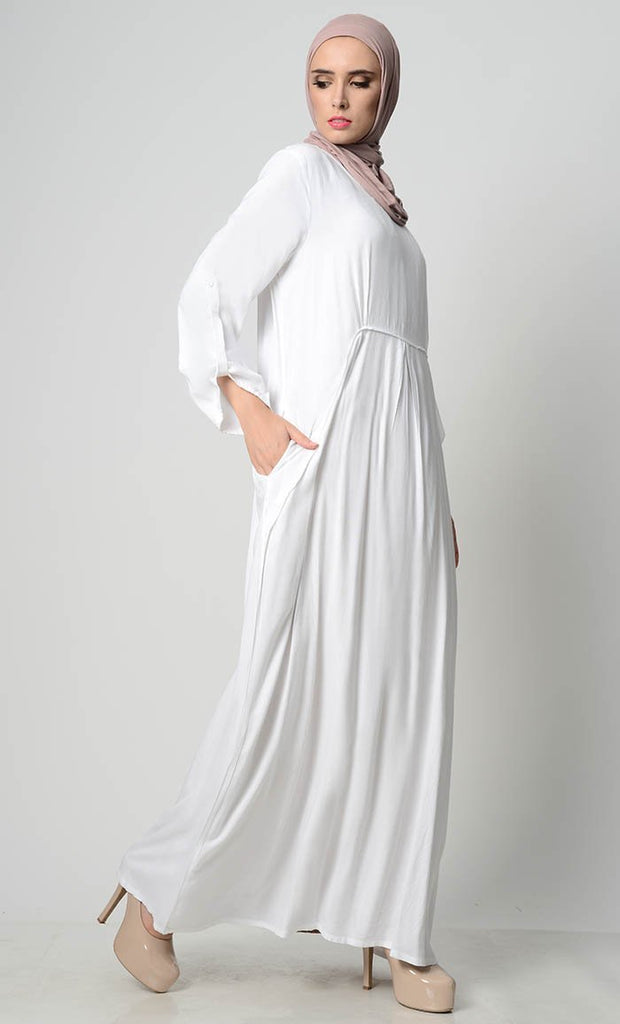 Roll - Up Sleeve Rayon Abaya - Final Sale - EastEssence.com