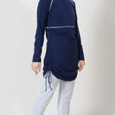 Rouched Detail And White Trim Panels Swimwear Burkini Three Piece Set - EastEssence.com