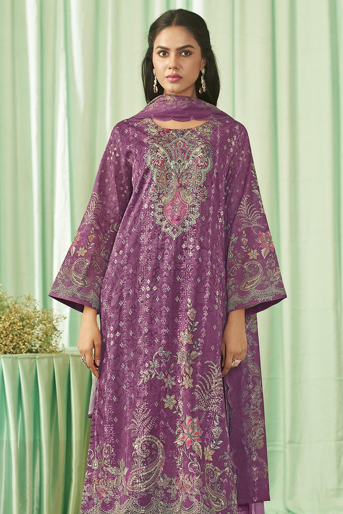 Round Neck 3/4th Sleeve Kameez set with Dupatta - EastEssence.com