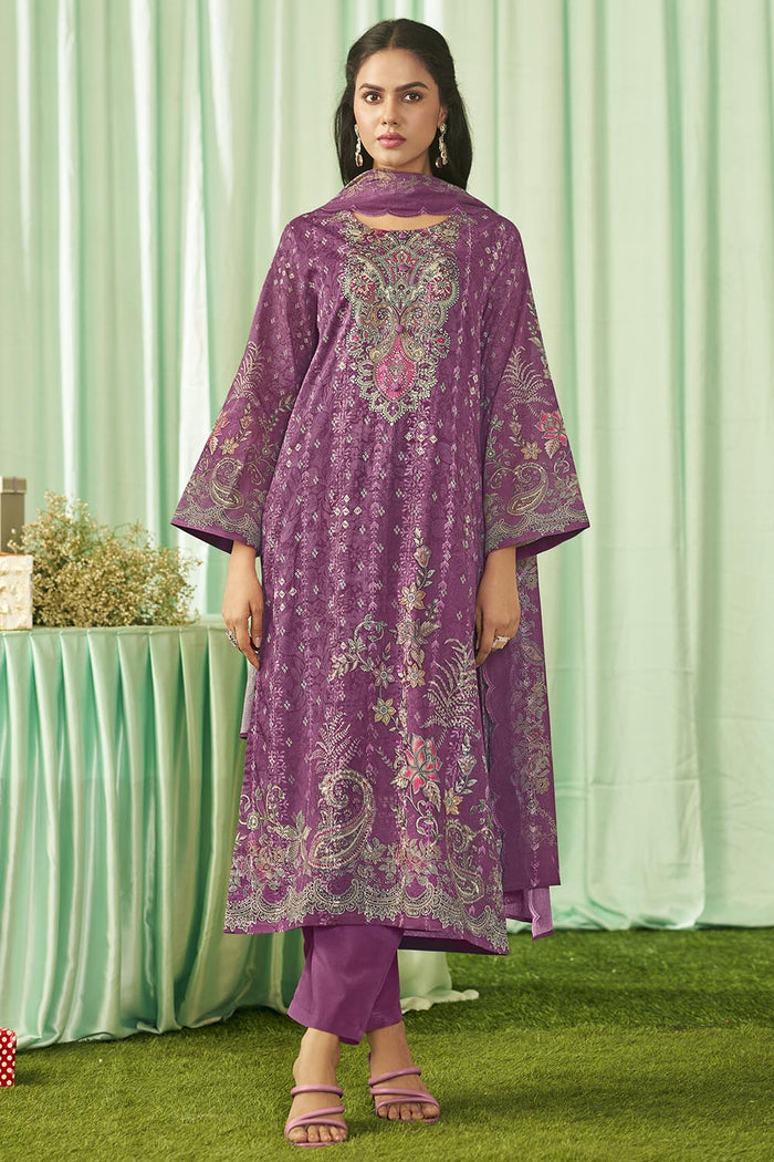 Round Neck 3/4th Sleeve Kameez set with Dupatta - EastEssence.com