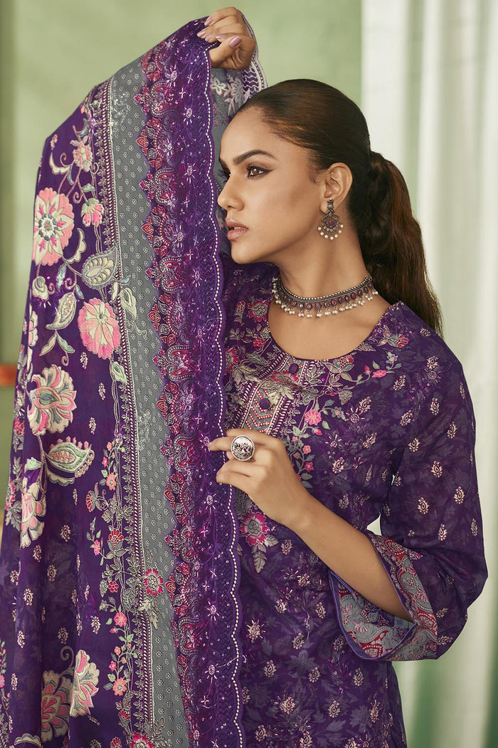 Round Neck 3/4th Sleeve Kurta Suit set for Women - EastEssence.com