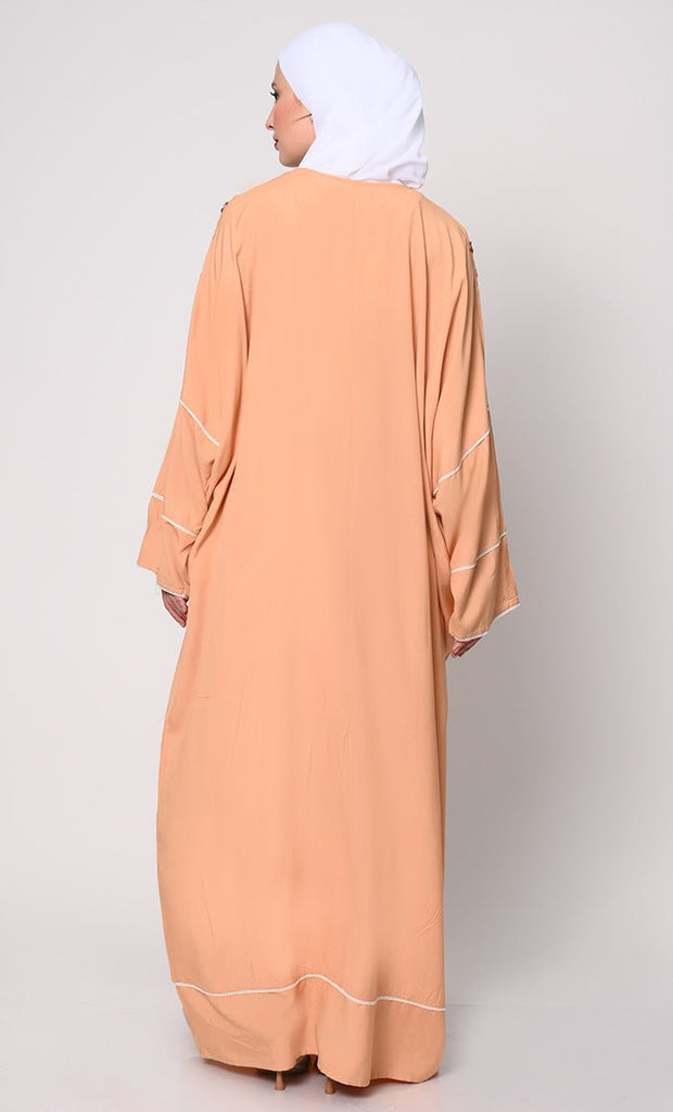 Royal Elegance Women's Sand Kaftan with Embroidery - EastEssence.com