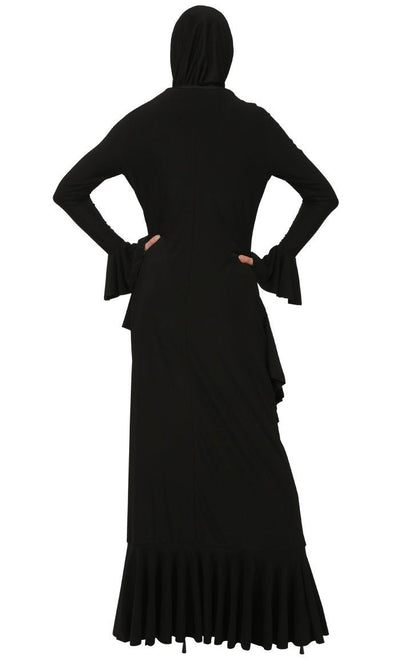 Ruffled Panel Modest Wear Abaya Dress - Final Sale - EastEssence.com
