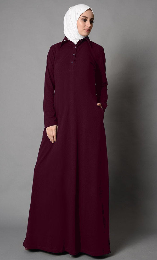 School Uniform Basic Abaya Dress - Maroon - EastEssence.com