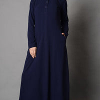 School Uniform Basic Abaya Dress-Navy - EastEssence.com