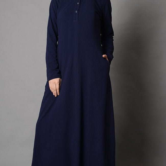 School Uniform Basic Abaya Dress-Navy - EastEssence.com